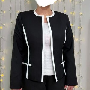 Elegant Black Blazer with White Accents